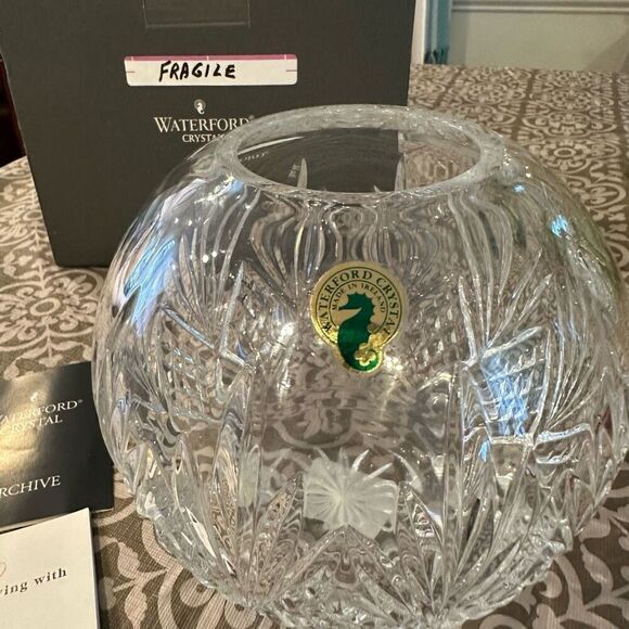WATERFORD Crystal Archive 6” Rose Bowl Vintage New in Box Rare Signed - Picture 10 of 11